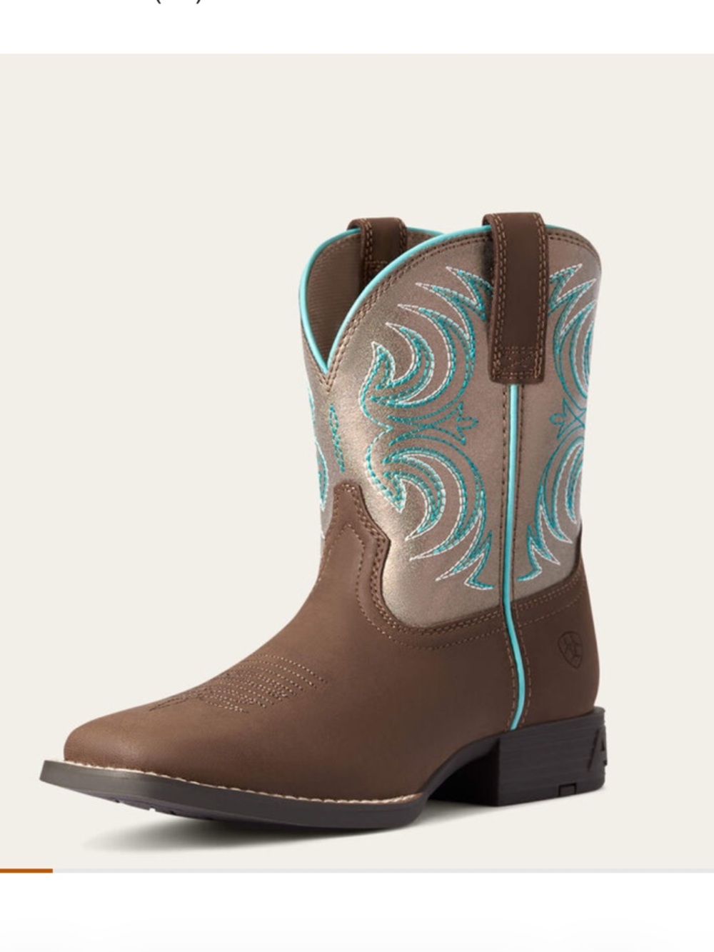 Ariat Girls Brown and Turquoise Western Cowboy Boots
